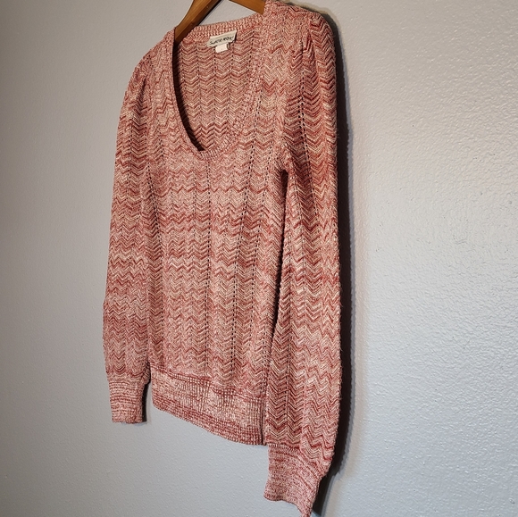Sweater Project Red White Chevron Puff Wrist - S - Picture 2 of 7